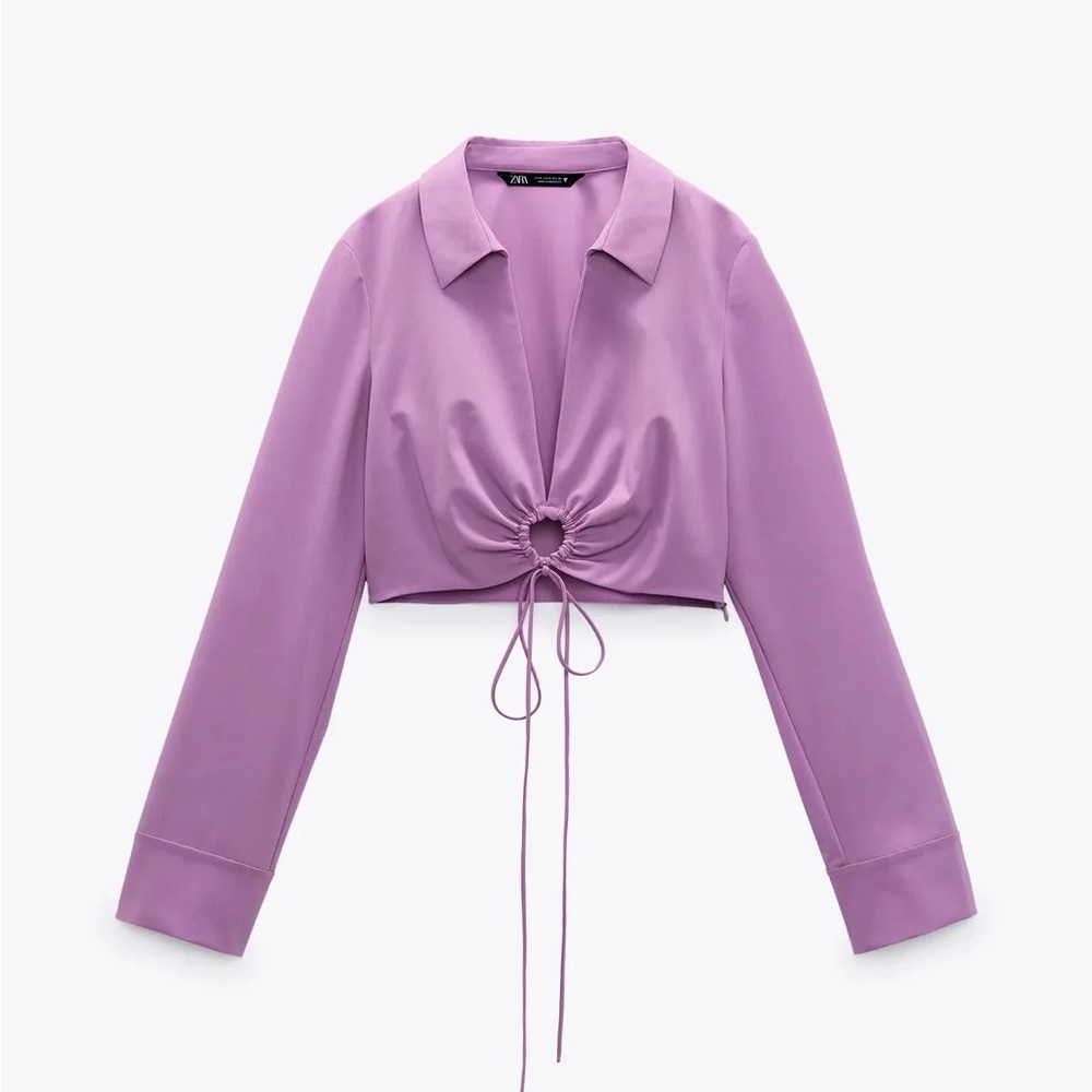 Zara Ring Detail Crop Shirt